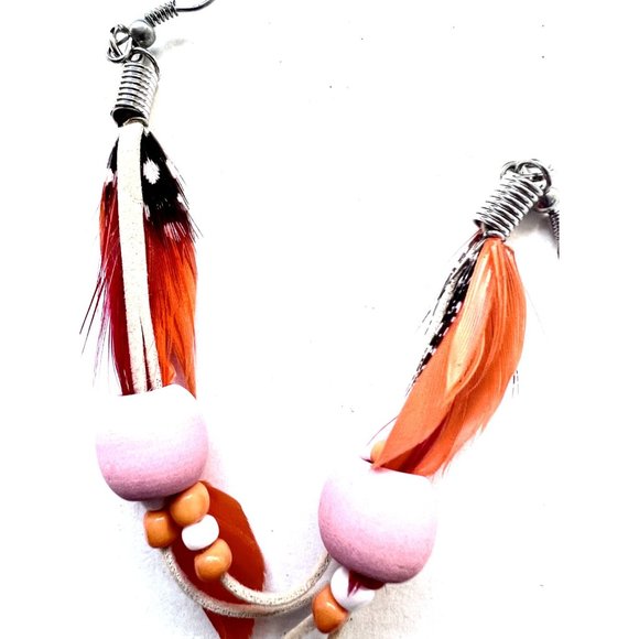 Seneca Feather Orange Fashion Earring - Picture 3 of 4